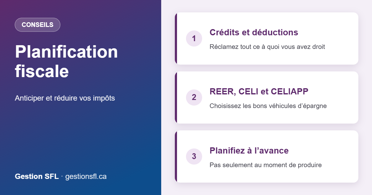 Planification fiscale – Anticiper et réduire vos impôts